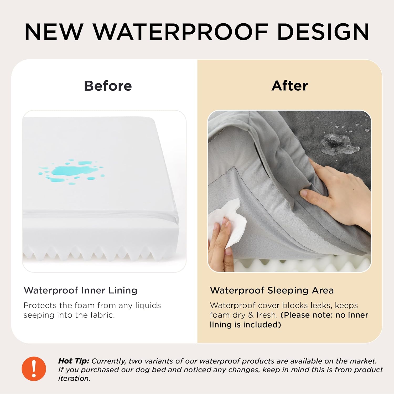 Bedsure Orthopedic Dog Bed Medium Size Dogs - Washable Small Medium Dog Cat Bed Waterproof, Comfort Cats Couch Sofa with Washable Removable Cover, Pets Bed with Nonskid Bottom, Grey, 28" - Image 4