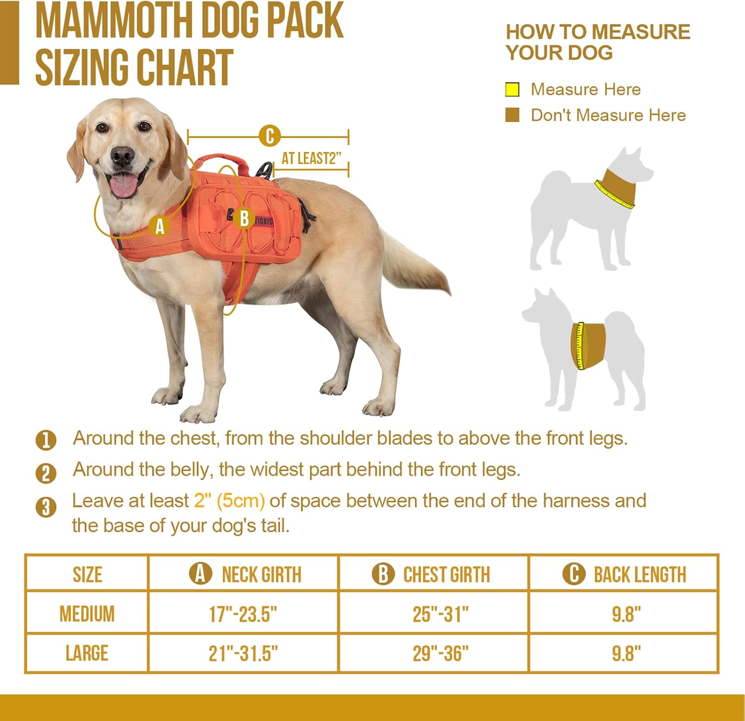 OneTigris Dog Backpack for Medium & Large Dogs, Mammoth Nylon Dog Pack Tactical Backpack Harness with Side Pockets for Hiking Walking Training Running - Image 5