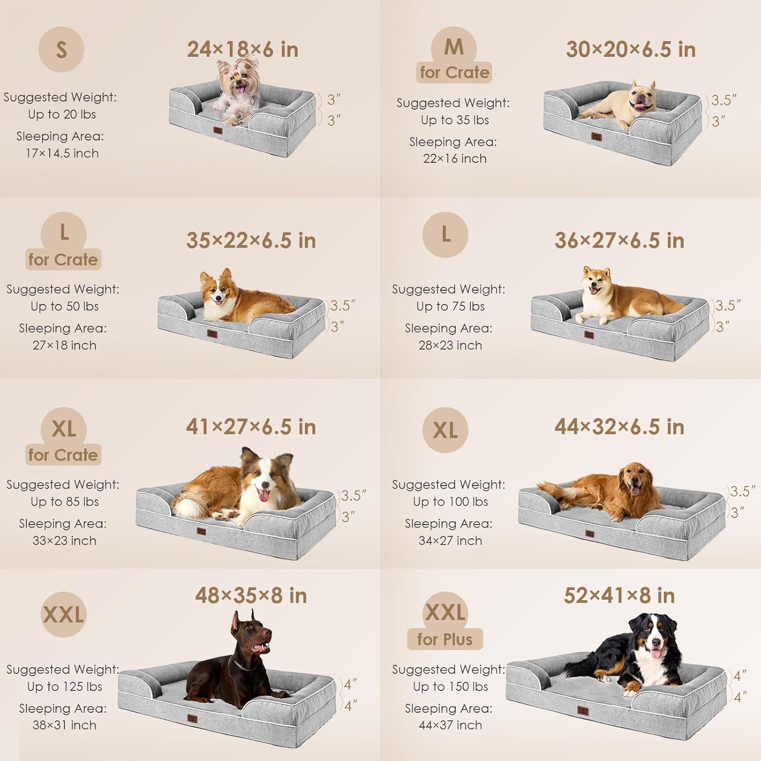 EHEYCIGA Orthopedic Dog Bed for Small Dogs, Waterproof Memory Foam Small Pet Beds with Sides, Non-Slip Bottom and Egg-Crate Foam Medium Dog Couch Bed with Washable Removable Cover, Grey - Image 2