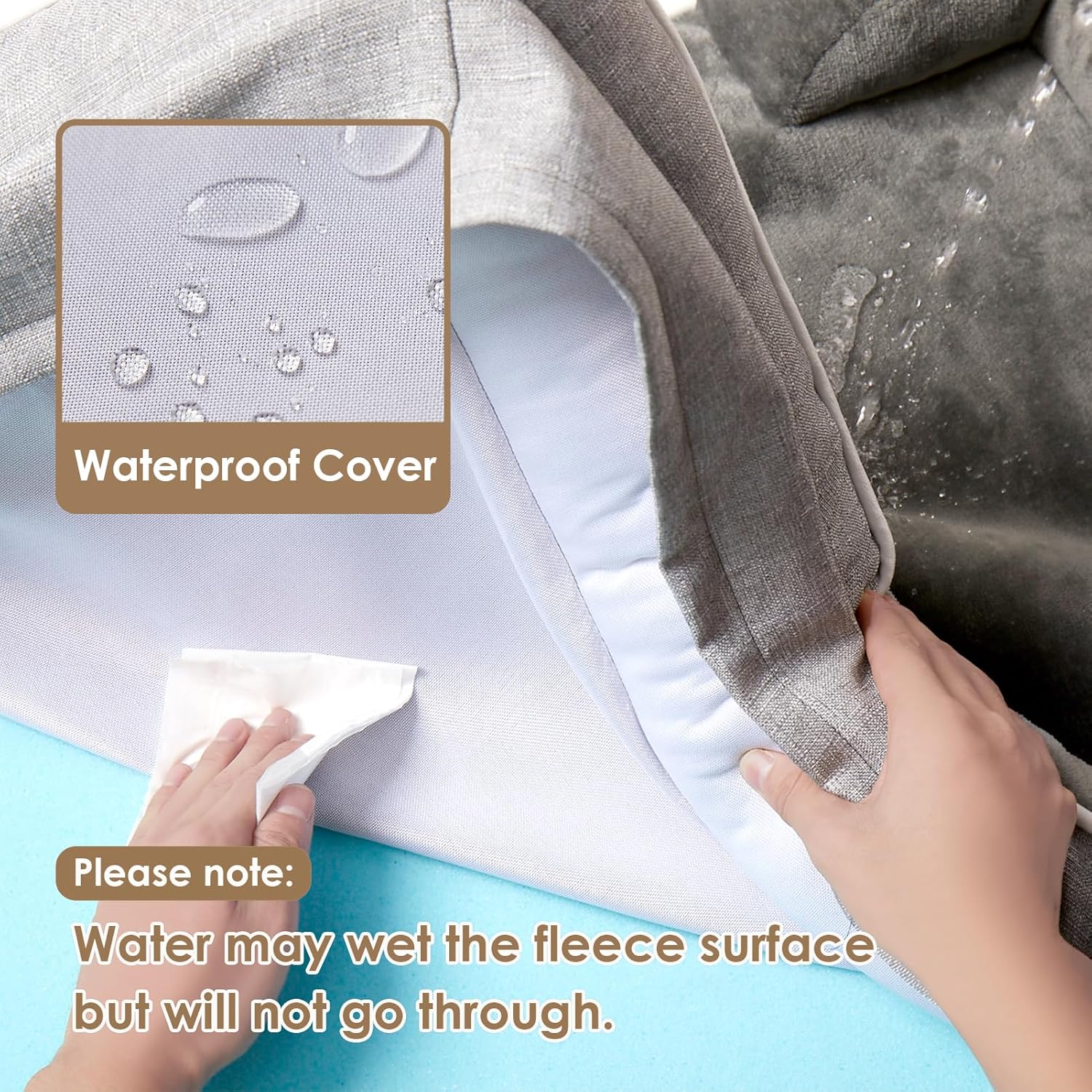 EHEYCIGA Orthopedic Dog Bed for Small Dogs, Waterproof Memory Foam Small Pet Beds with Sides, Non-Slip Bottom and Egg-Crate Foam Medium Dog Couch Bed with Washable Removable Cover, Grey - Image 3