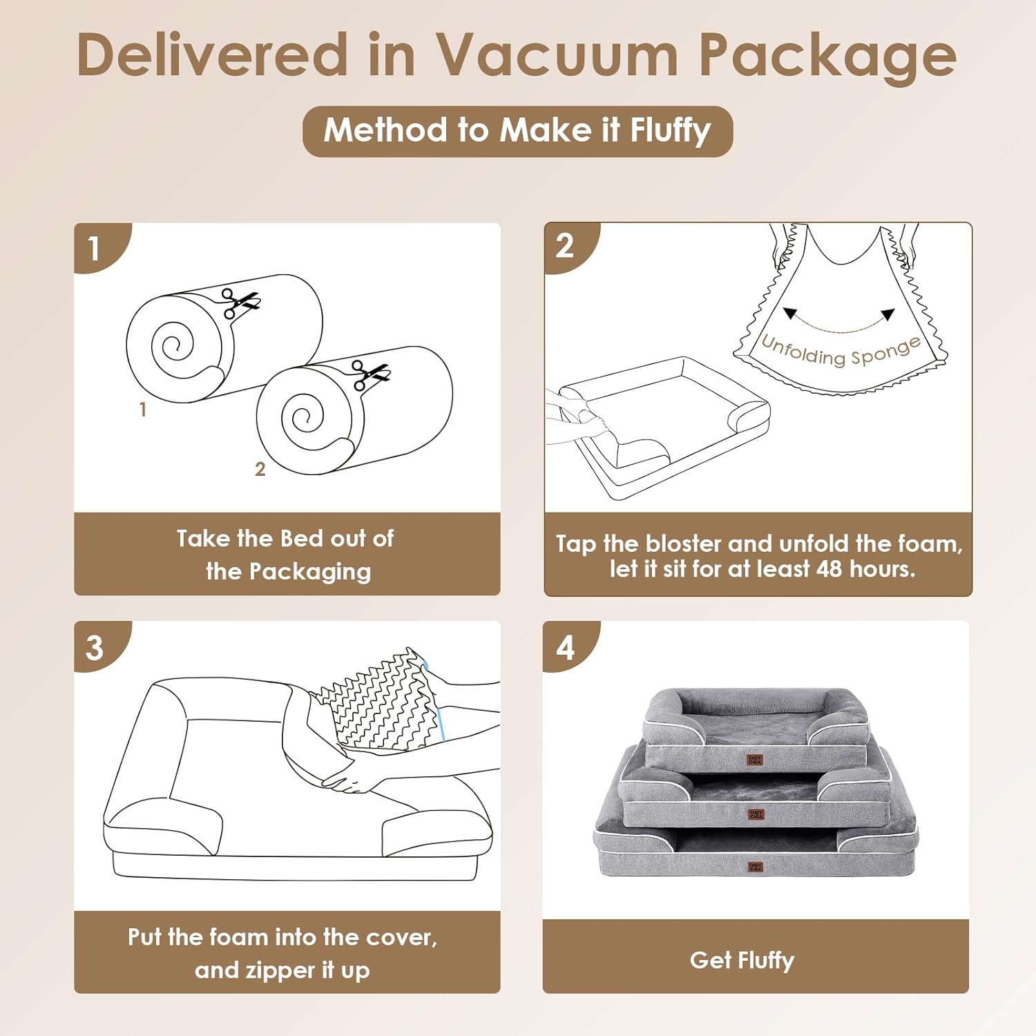 EHEYCIGA Orthopedic Dog Bed for Small Dogs, Waterproof Memory Foam Small Pet Beds with Sides, Non-Slip Bottom and Egg-Crate Foam Medium Dog Couch Bed with Washable Removable Cover, Grey - Image 7