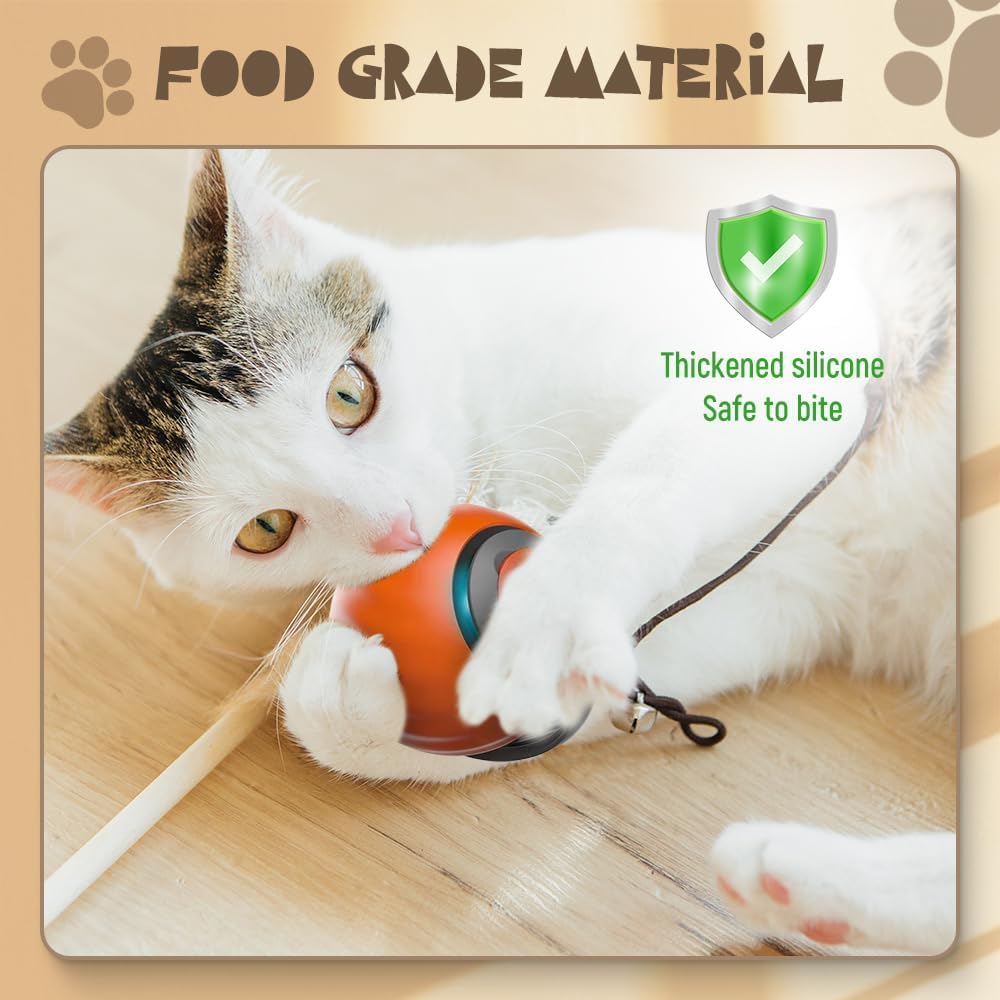 Upgrade Speedy 3.0 Tail Cat Toy, 2026 New Speedy Tail Interactive Cat Toy for Indoor Cats, USB Rechargeable Automatic Moving Smart Cat Toys Ball with Tail Two Speed Adjustment (Orange, 2PCS) - Image 3