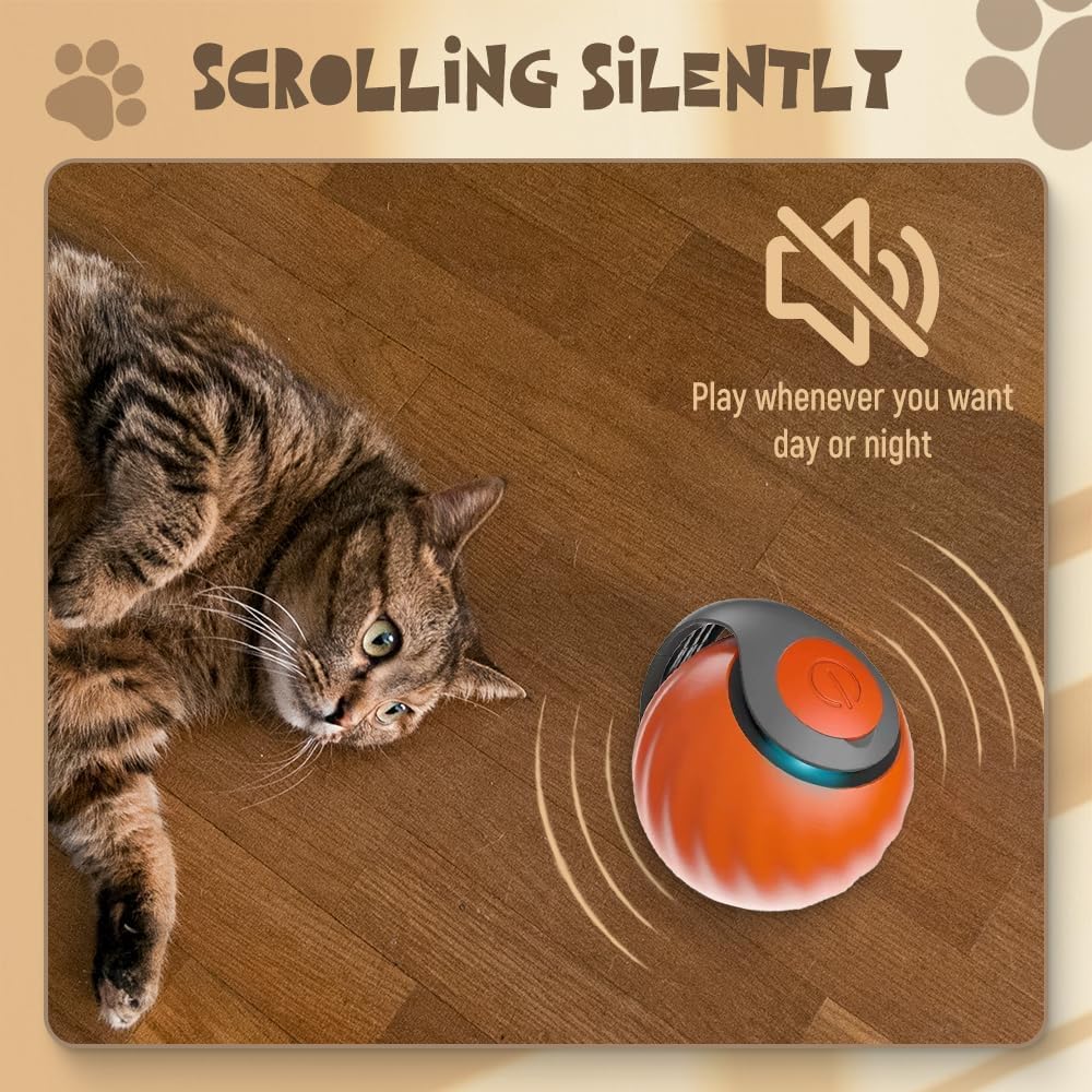 Upgrade Speedy 3.0 Tail Cat Toy, 2026 New Speedy Tail Interactive Cat Toy for Indoor Cats, USB Rechargeable Automatic Moving Smart Cat Toys Ball with Tail Two Speed Adjustment (Orange, 2PCS) - Image 4