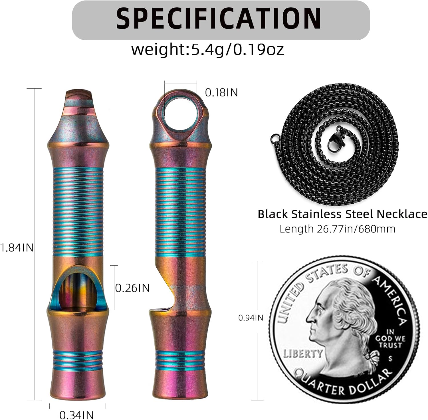 TISUR Titanium Emergency Whistle,EDC Safety Whistles Necklace Loud up to 120db,Survival Whistles for Survival,Hiking,Camping,Pets Training - Image 2