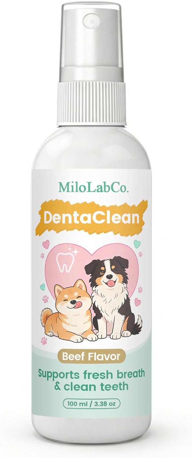 Milolabco Advanced Dental Spray, Dentaclean for Dogs & Cats, Probiotic Oral Care Spray for Fresh Breath, Helps Support Clean Teeth & Healthy Gums - No Brushing (1 Pack)