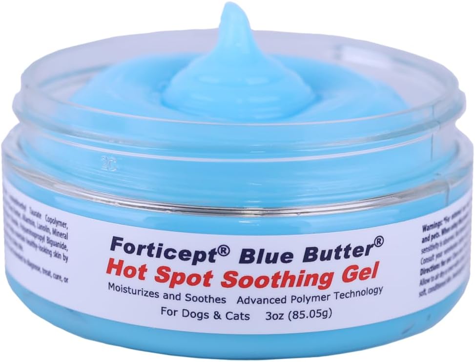 Forticept Dog Wound Care Blue Butter Gel, Hot Spot Treatment for Dogs, Itch Relief, Moisturizing, Prevents Infection, Scratches & Skin Ulcers, Cracked Paw Pads Gel, 3 Ounces (3 OZ)