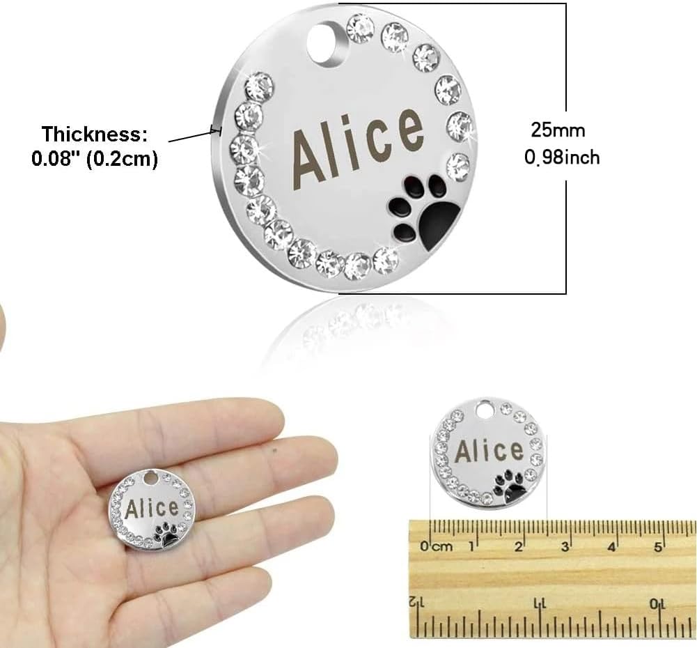 Personalized Dog/Cat Cute Paw Pet ID Tag with Unique Laser Engraving Name and Phone Number for Pet Collar or Key Chain (Pink) - Image 2