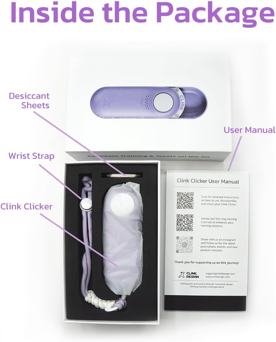 Clink Design Dog Training Clicker and Clicker Dog Trainer with Built in Treat Storage, Compact Dog Clicker for Puppy Training or Cat Clicker, 2.36 oz, Purple - Image 8