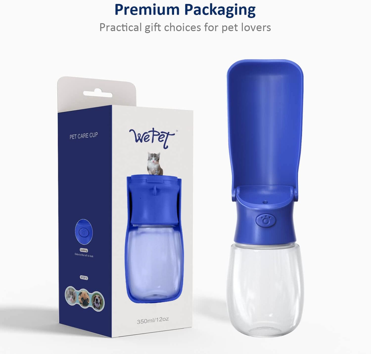 WePet Foldable Portable Dog Water Bottle Puppy Water Dispenser with Drinking Feeder, 12 OZ, High-Temperature Resistant Leak Proof for Pets Outdoor Walking, Hiking, Travel, Food Grade Plastic BPA Free - Image 7