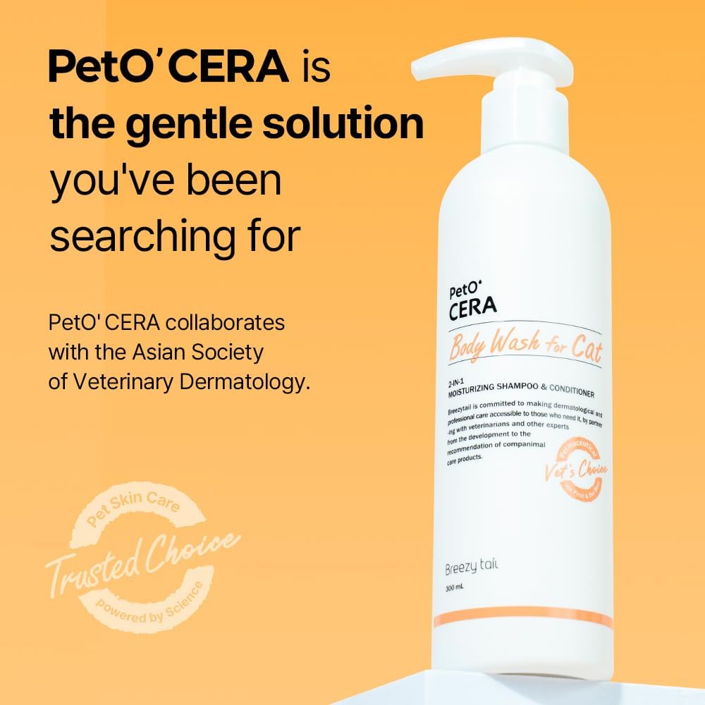 Breezytail PetO’Cera All-in-One Cat Shampoo and Conditioner | Hypoallergenic Cat Skin & Coat Care | Itch Relief, Moisturizing & Rejuvenating | Veterinarian Approved and Formulated (10.1oz, 300ml) - Image 7