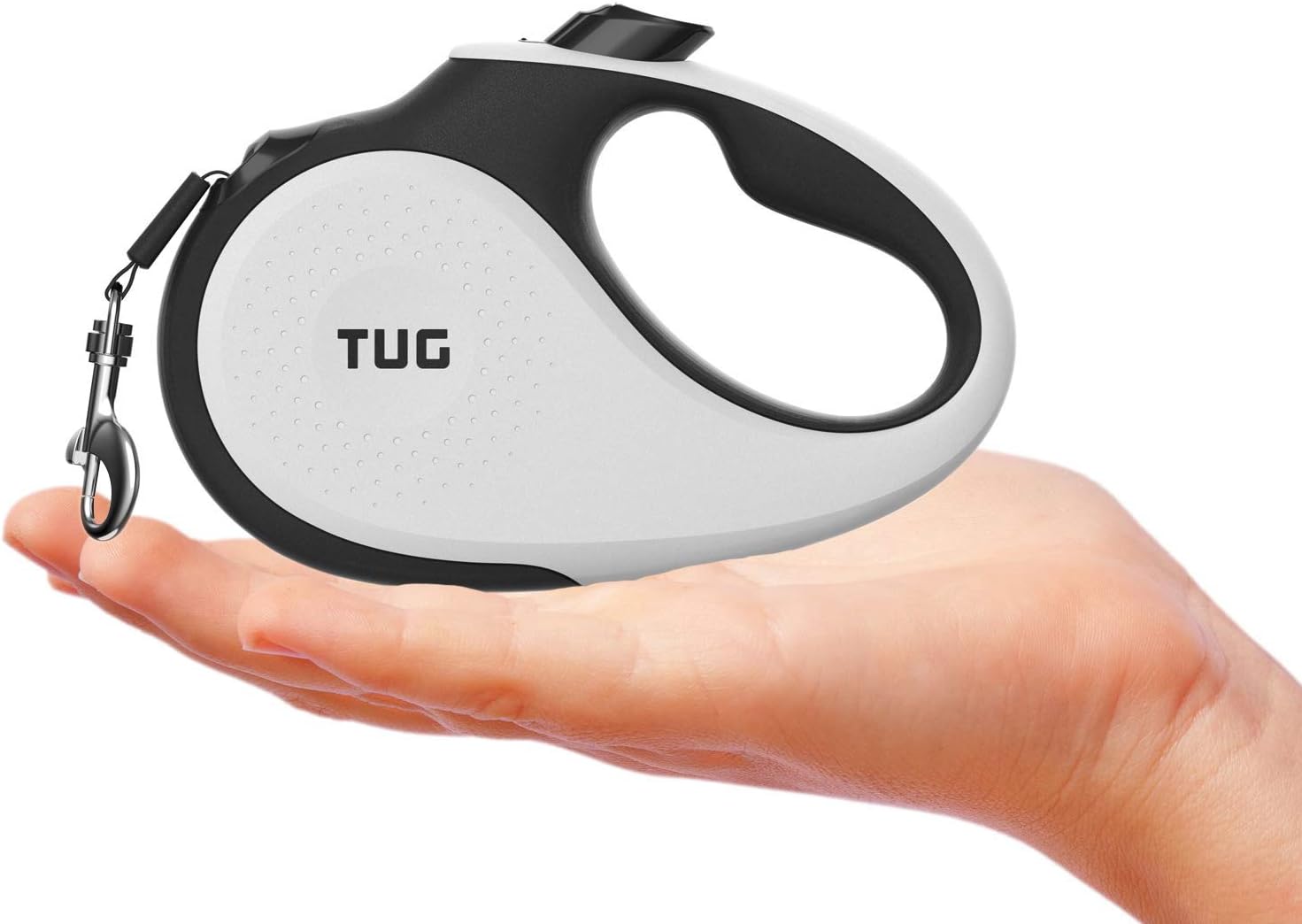 TUG Tiny 360° Tangle-Free Retractable Dog Leash with Anti-Slip Handle | 10 ft Nylon Tape| One-Handed Brake, Pause, Lock (White) - Image 2