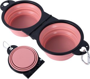 SLSON Collapsible Dog Dual Bowls Re...