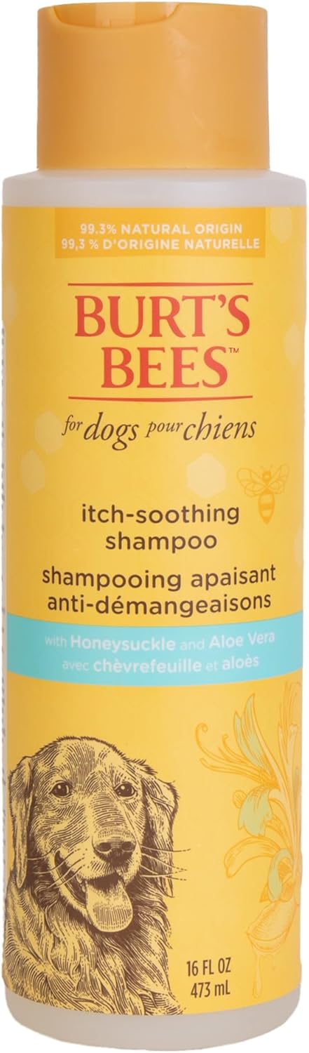 Burt's Bees for Pets Itch Soothing Shampoo with Honeysuckle, 95% Natural Origin, Dog Shampoo for Itchy Skin Relief, pH Balanced, Free of Sulfates and Parabens, 16 Fl Oz