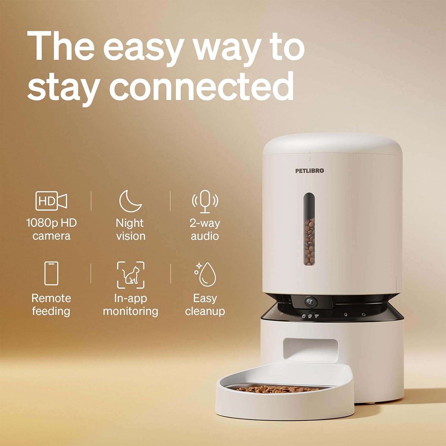 PETLIBRO Automatic Cat Feeder with Camera, 1080P HD & Night Vision, 5GHz/2.4GHz WiFi & Cam Smart Pet Feeder with App Control, 2-Way Audio, Motion Alerts for Cats & Dogs, Stainless Steel Single Tray - Image 10