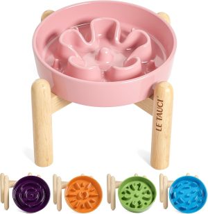 LE TAUCI Ceramic Slow Feed Dog Bowl...