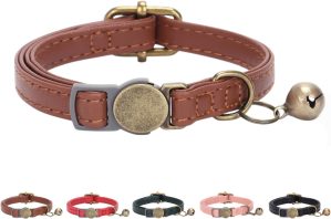 THAIN Leather Cat Collar with Bell ...