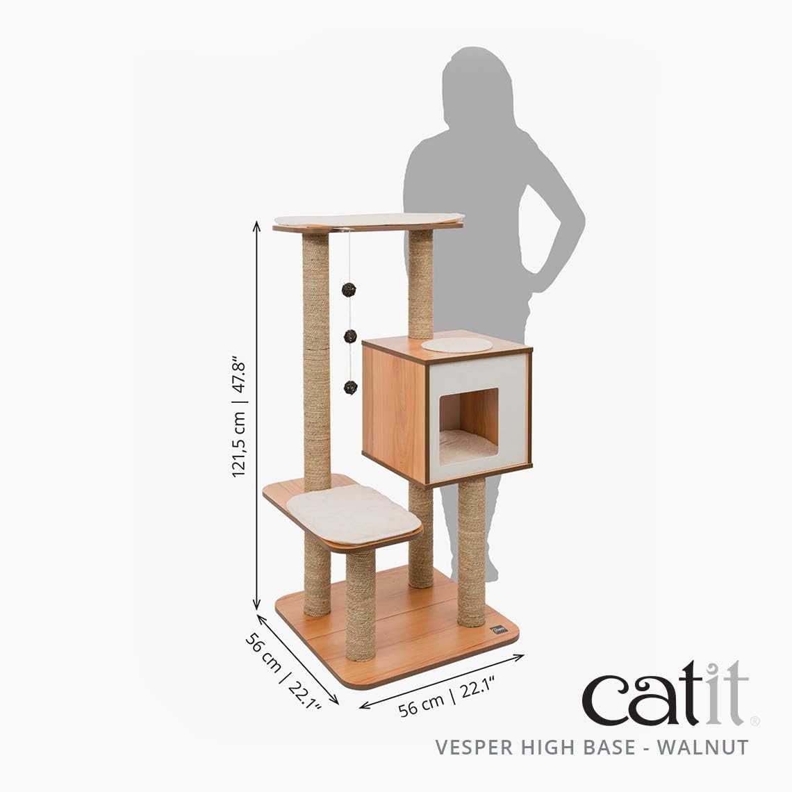 Vesper Cat Tree, High Base, Walnut, 52045 - Image 6
