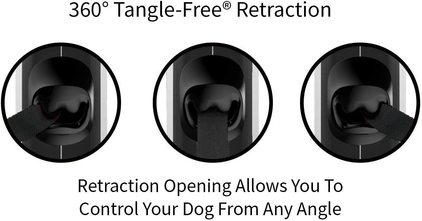 TUG Tiny 360° Tangle-Free Retractable Dog Leash with Anti-Slip Handle | 10 ft Nylon Tape| One-Handed Brake, Pause, Lock (White) - Image 4