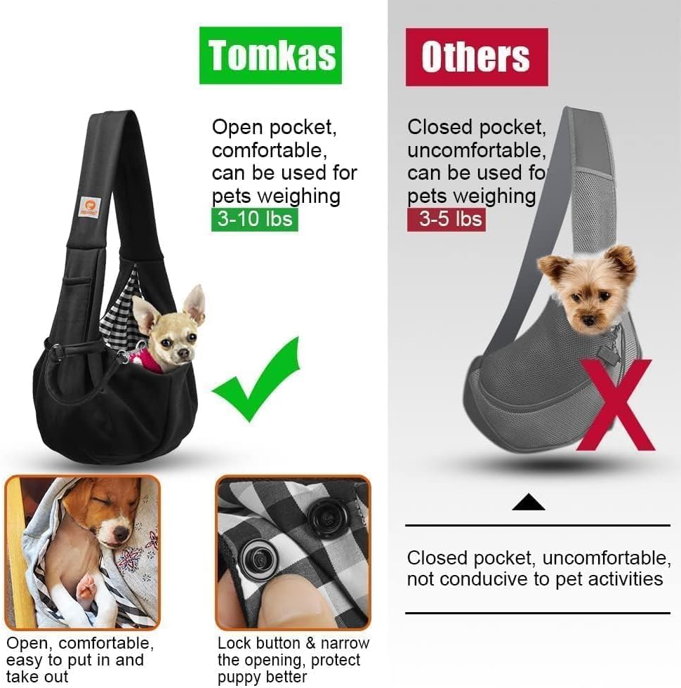 Tomkas Small Dog Sling Carrier - Classic Pocket & Classic Strap - Wrap Carrier - for 3-10 lbs Pets(Black) - Image 8