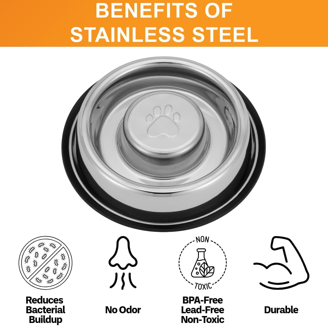 Neater Pet Brands Stainless Steel Slow Feed Bowl - Non-Tip & Non-Skid - Stops Dog Food Gulping, Bloat, Indigestion, and Rapid Eating (3 Cup) - Image 6