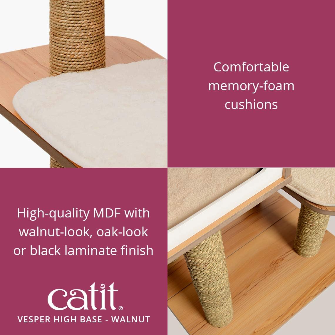 Vesper Cat Tree, High Base, Walnut, 52045 - Image 4
