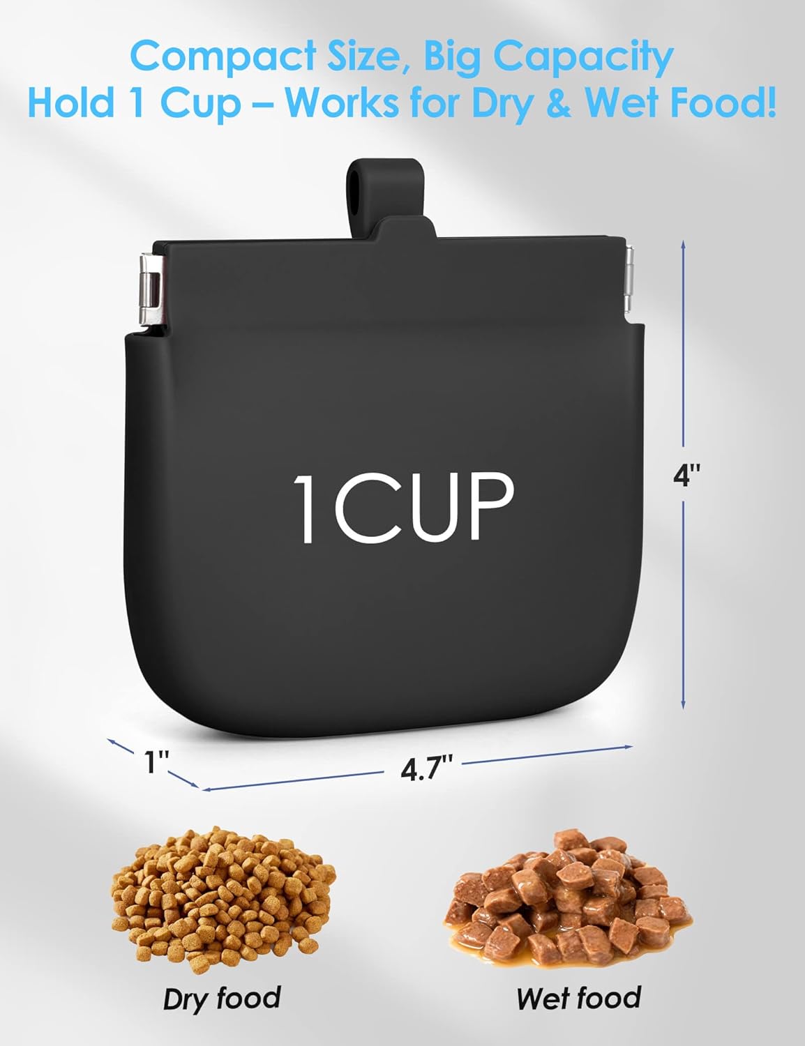 RBibei【One-Hand Access Silicone Dog Treat Pouch, Small Pocket Sized Training Pouch with Pull Tab & Auto Closing Lid for Easy Pet Training & Walking (Black) - Image 6