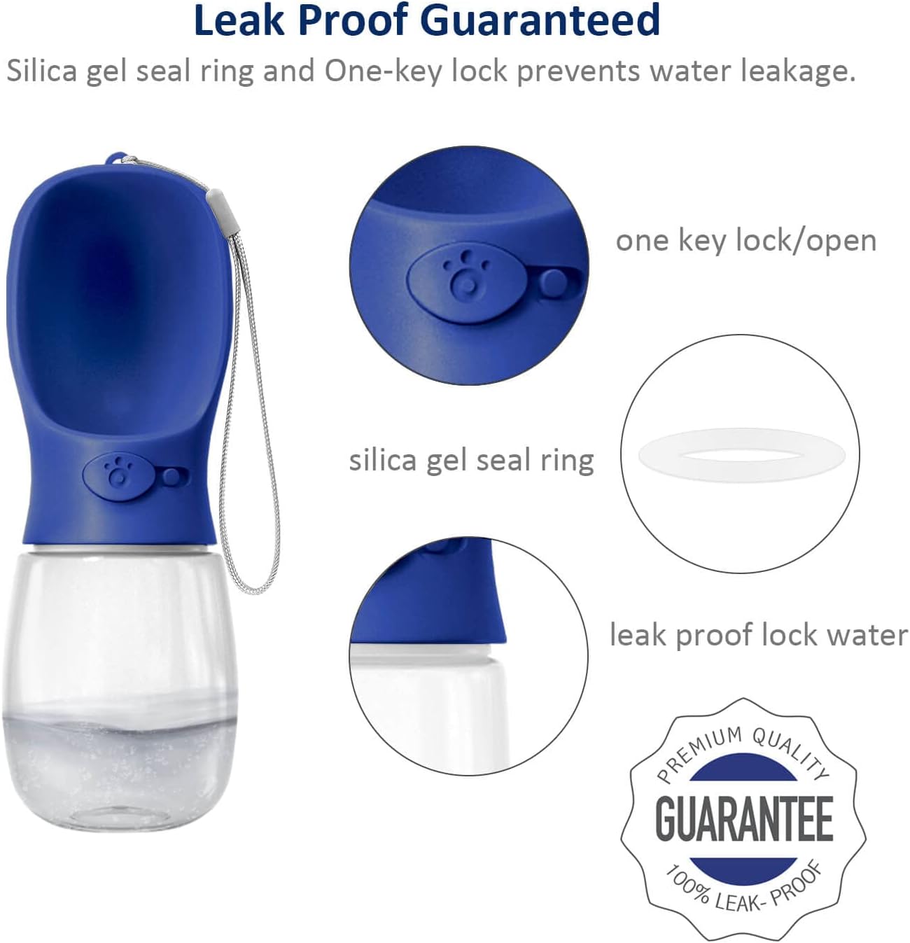 WePet Portable Dog Water Bottle, 12 OZ, Leak Proof Puppy Water Dispenser with Drinking Feeder for Pets Outdoor Walking, Hiking, Travel, Food Grade Plastic - Image 3