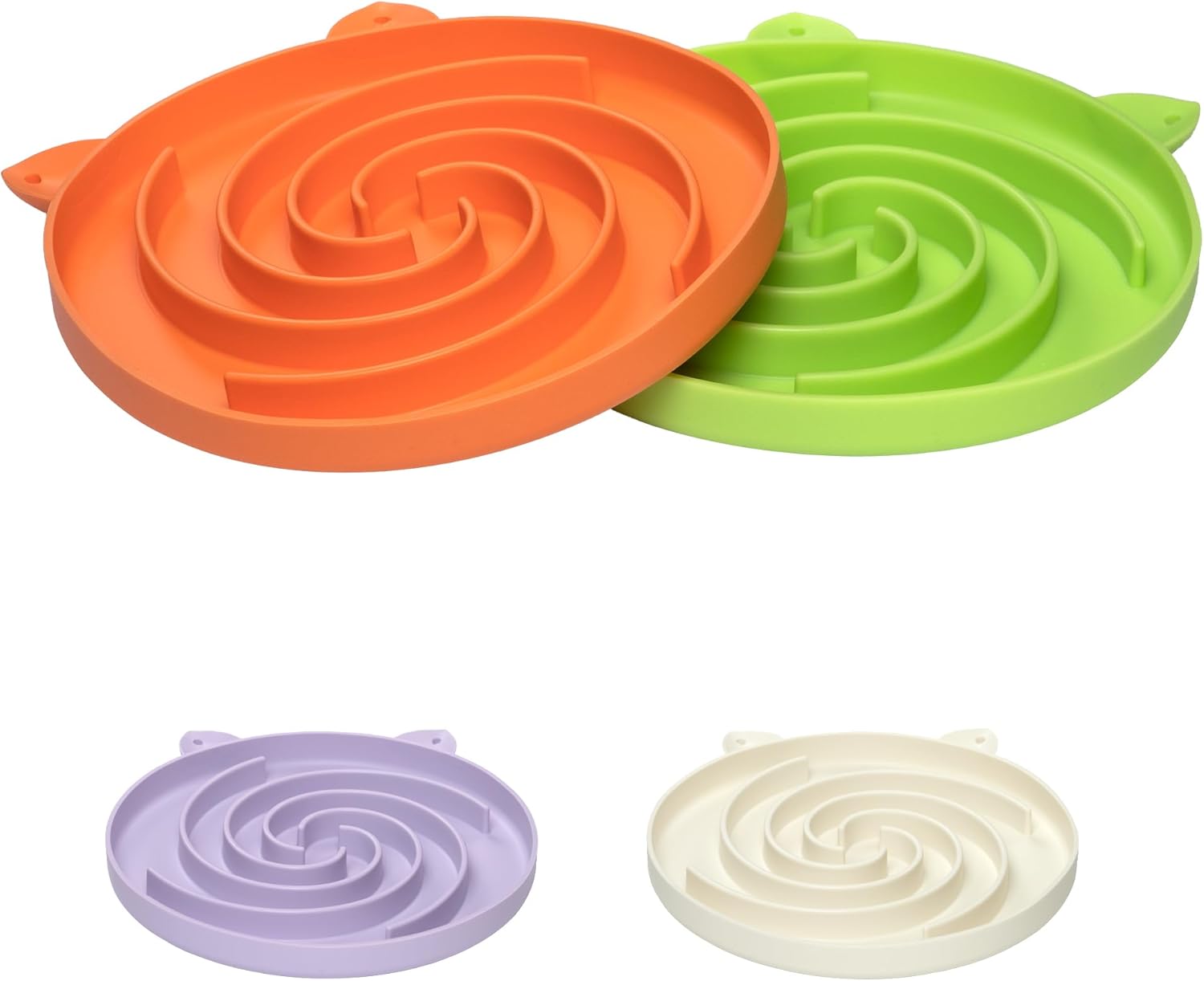 Bifeaw Slow Feeder Cat Bowl, Easy to Clean Silicone Bowl, Ideal for Dry and Wet Food (Orange and Cyan)