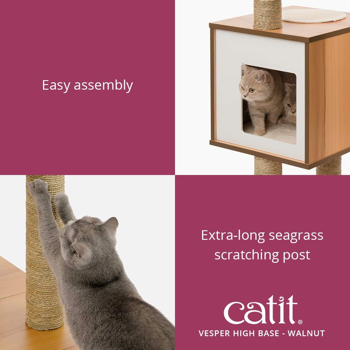 Vesper Cat Tree, High Base, Walnut, 52045 - Image 3