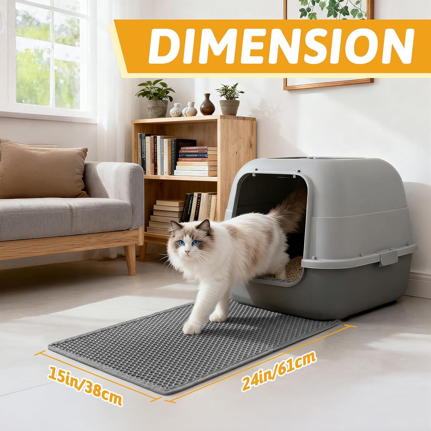 Pieviev Cat Litter Mat Double Layer Waterproof Urine Proof Trapping Mat 1 Pack (Gray, 24x15 Inch (Pack of 1)) - Image 2