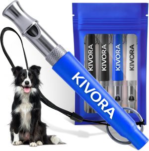 KIVORA 4 Pack Dog Whistle to Stop B...