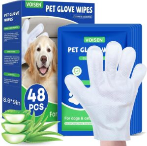 VOISEN 48 Pcs Pet Glove Wipes for D...