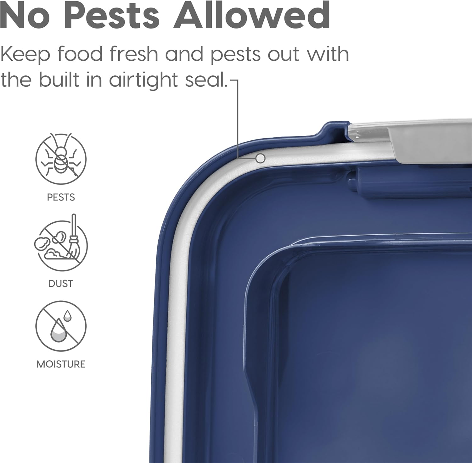 IRIS USA Dog Food Storage Container 30 lb + 11 lb, Stackable Combo Set, Airtight Pet Food Storage Bins with Wheels for Dog Cat Bird Chicken Food, BPA Free, Made in USA, Navy - Image 6