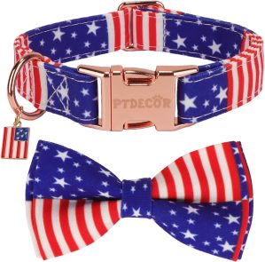 PTDECOR American Flag Dog Collar wi...