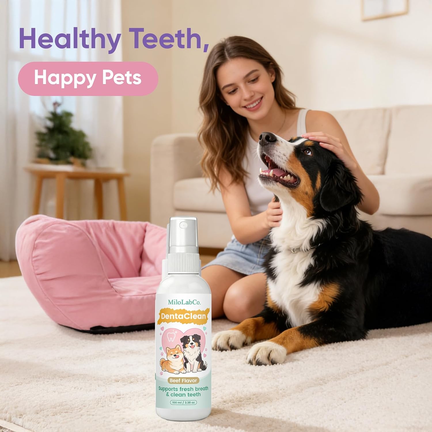 Milolabco Advanced Dental Spray, Dentaclean for Dogs & Cats, Probiotic Oral Care Spray for Fresh Breath, Helps Support Clean Teeth & Healthy Gums - No Brushing (1 Pack) - Image 4