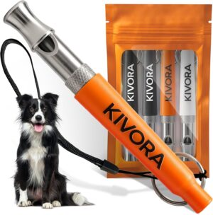 KIVORA 4 Pack Dog Whistle to Stop B...