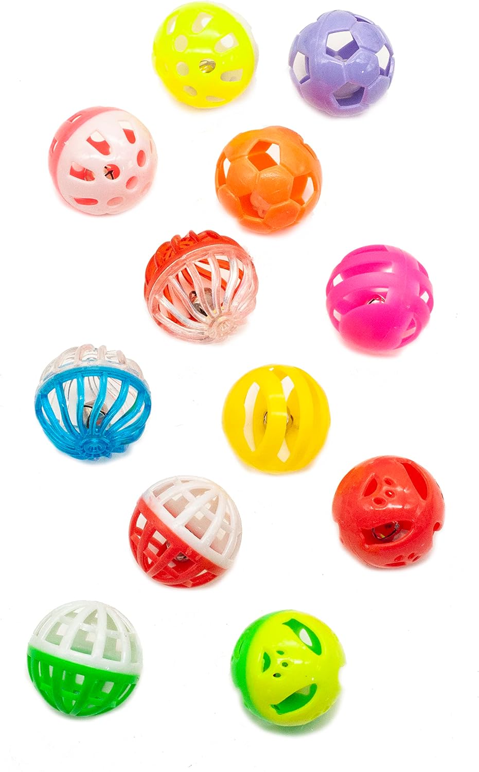 Fashion's Talk 12PCS Value Pack Plastic Ball Cat Toys Lattice Balls with Bell Jingle Kitten Toy,Gift Box 1.5" 6 Styles - Image 4