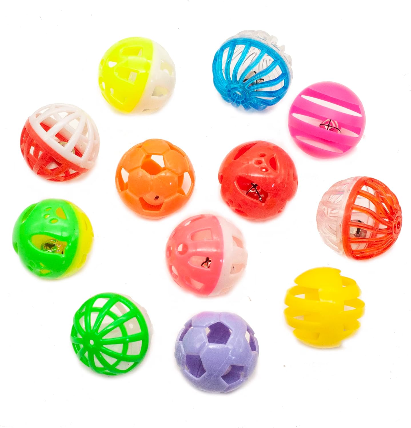 Fashion's Talk 12PCS Value Pack Plastic Ball Cat Toys Lattice Balls with Bell Jingle Kitten Toy,Gift Box 1.5" 6 Styles - Image 6