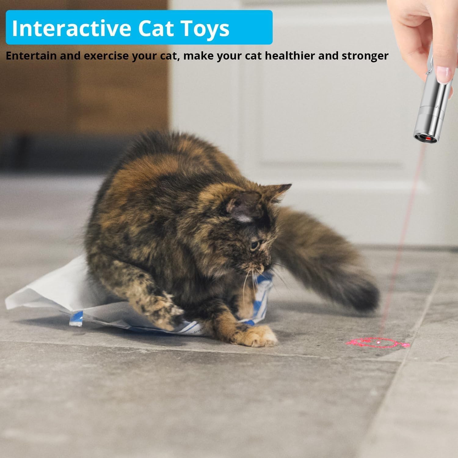 Waputne Cat Toy for Indoor Cats, USB Rechargeable Kitten Toys with 7 Adjustable Patterns, Interactive Chase Toys for Indoor Cats & Dogs, Training & Exercise Fun - Image 7