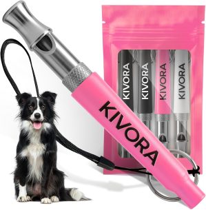 KIVORA 4 Pack Dog Whistle to Stop B...