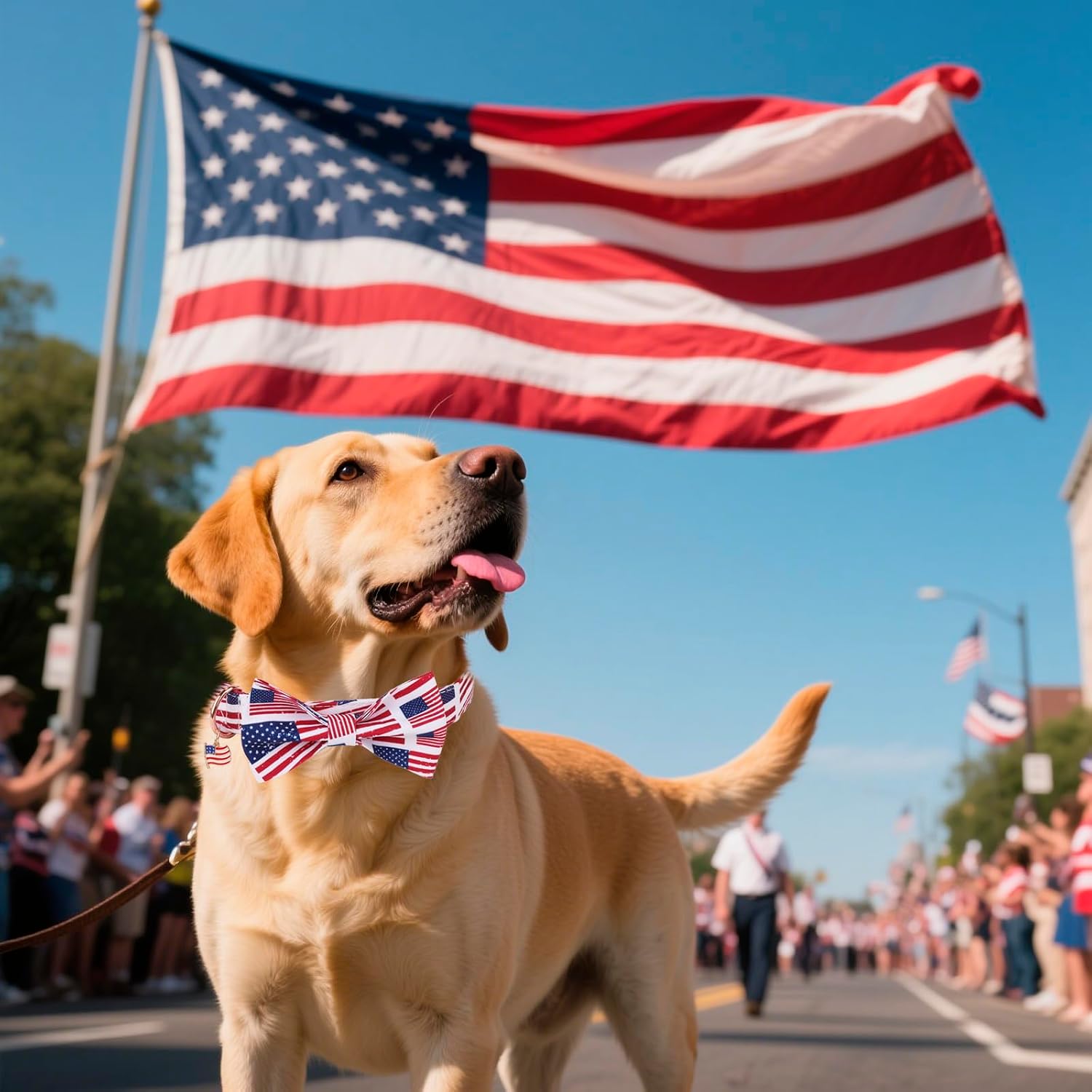 PTDECOR American Flag Dog Collar with Bow Tie, Adjustable Patriotic 4th of July Pet Collars for Medium Dogs (Medium) - Image 3