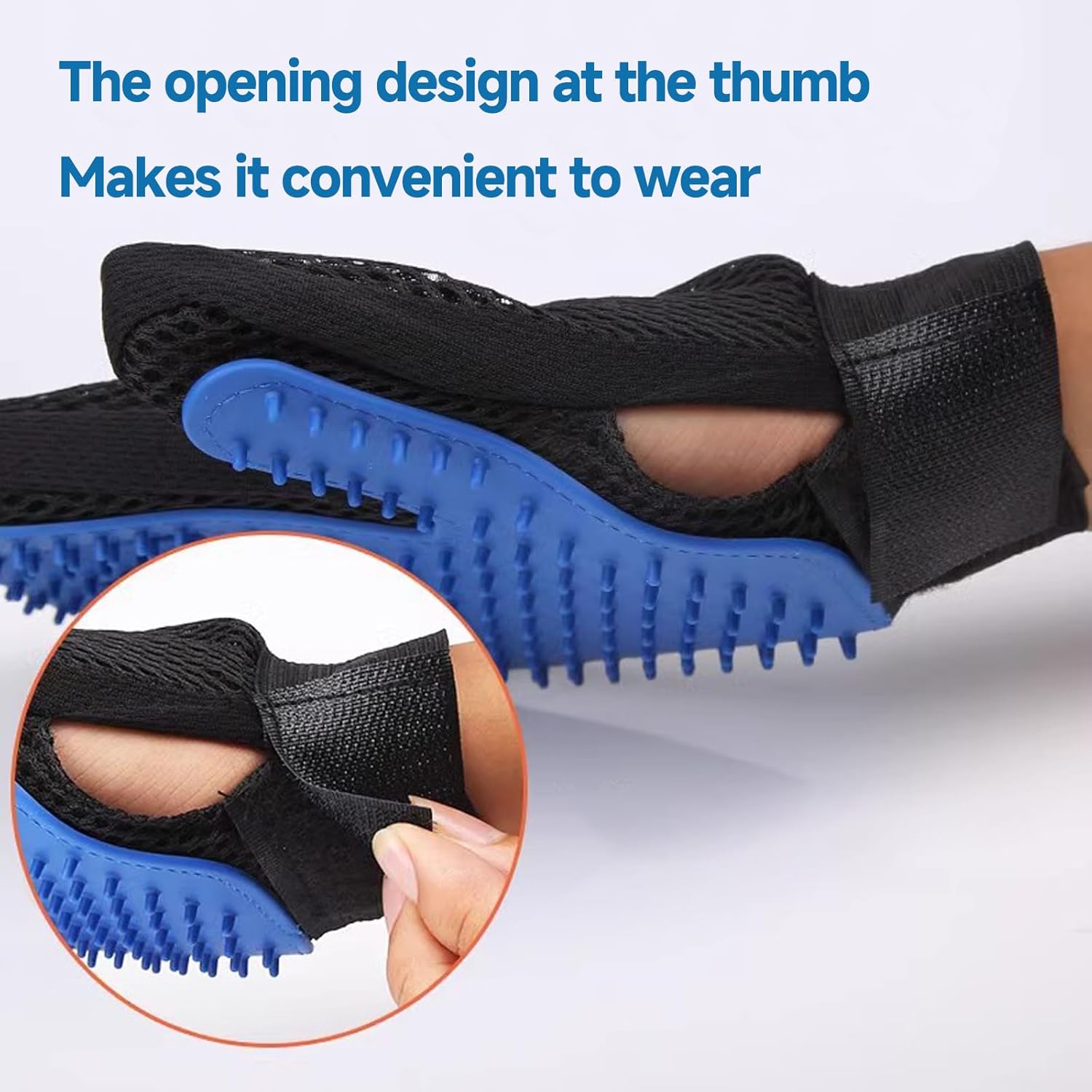 NVNAN Pet Hair Removal Glove for Dogs & Cats, 2-in-1 Deshedding Brush & Massage Mitt - Grooming Gloves for Shedding Control, Bathing and Washing, Safe for Short/Long Hair Pets 2-Pack (Blue) - Image 7