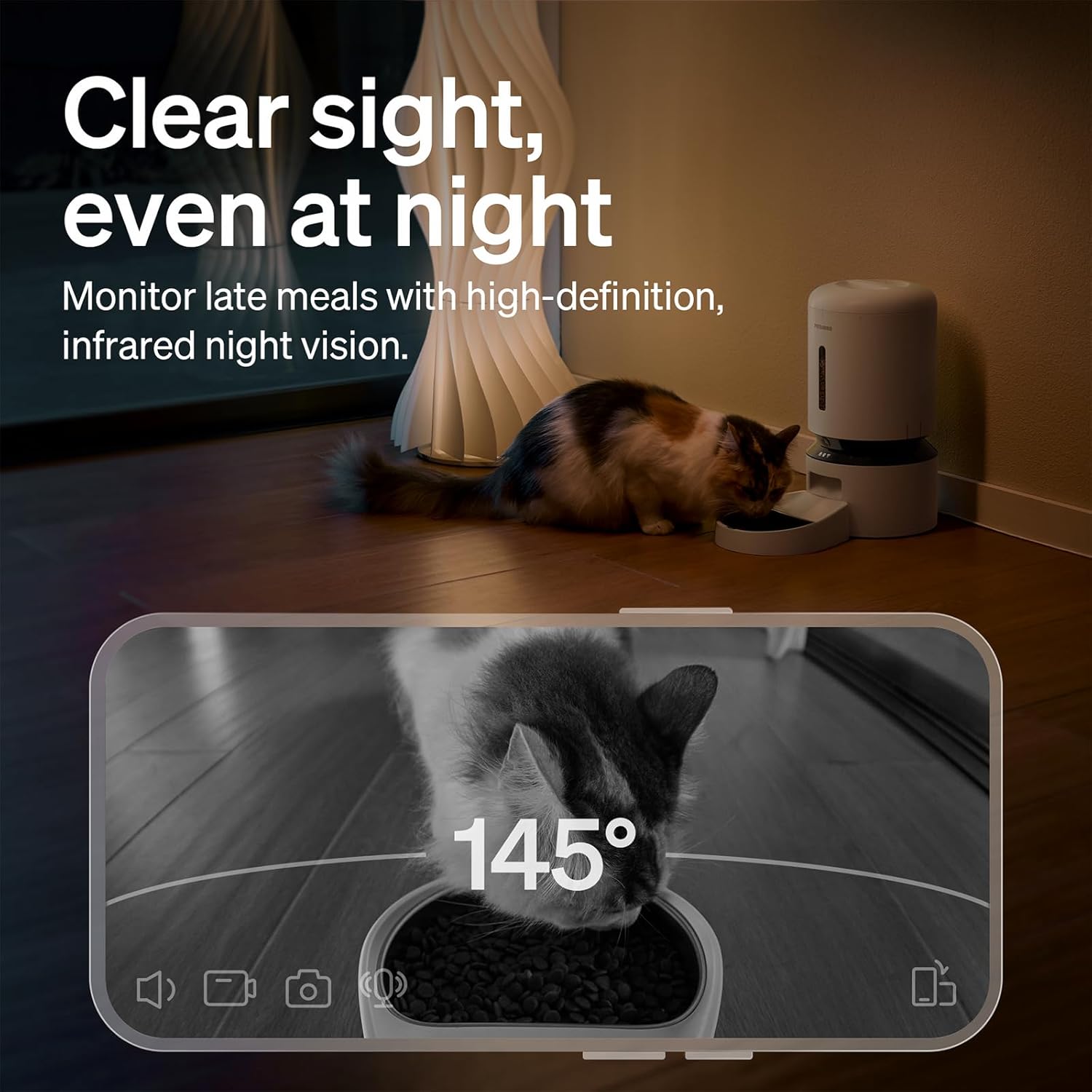 PETLIBRO Automatic Cat Feeder with Camera, 1080P HD & Night Vision, 5GHz/2.4GHz WiFi & Cam Smart Pet Feeder with App Control, 2-Way Audio, Motion Alerts for Cats & Dogs, Stainless Steel Single Tray - Image 2