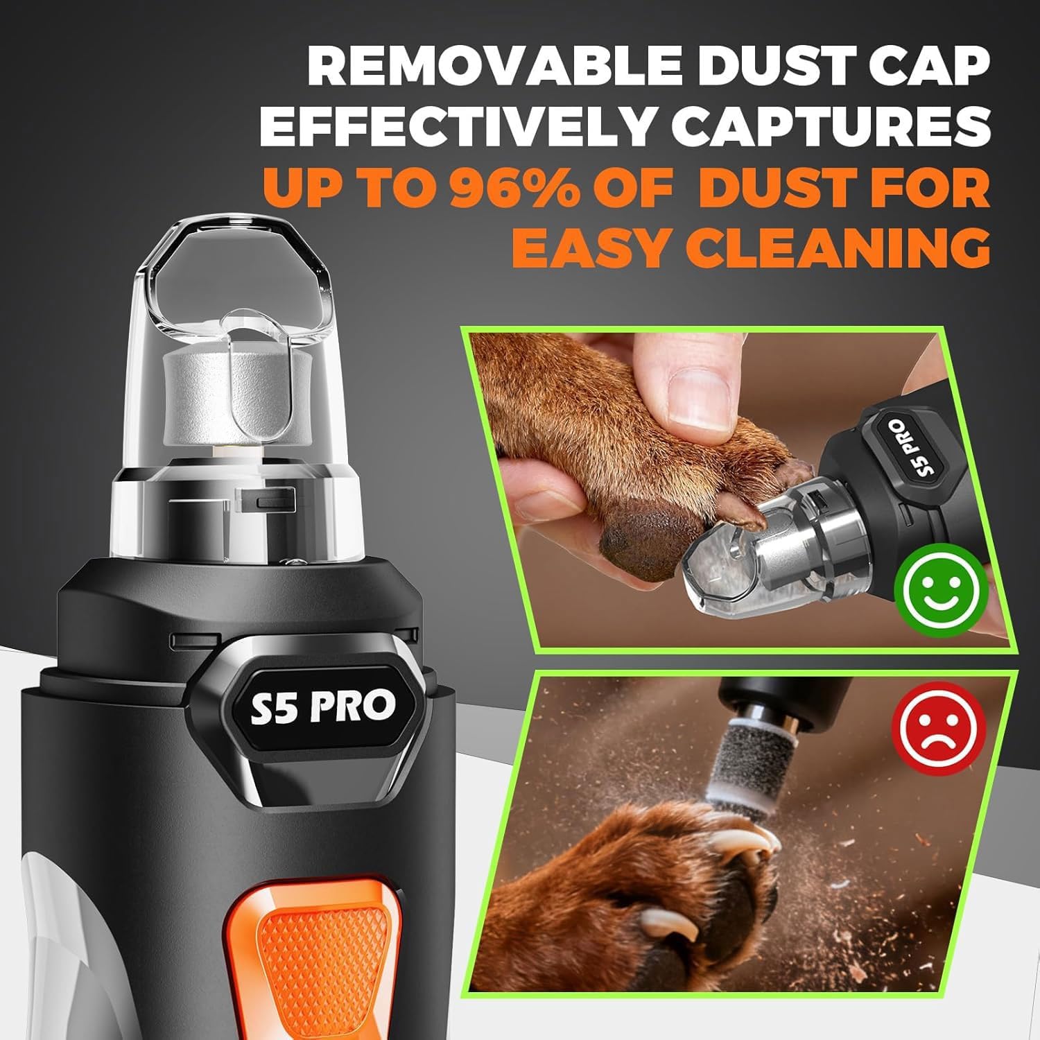 Whisper Quiet Dog Nail Grinder with 4 LED Lights, Safe & Stress-Free for Sensitive Dogs Cats of All Breeds & Sizes, 3 Grinding Bits, 3-Speed, Pet Nail Trimmers, Rechargeable Painless Grooming Kit - Image 7