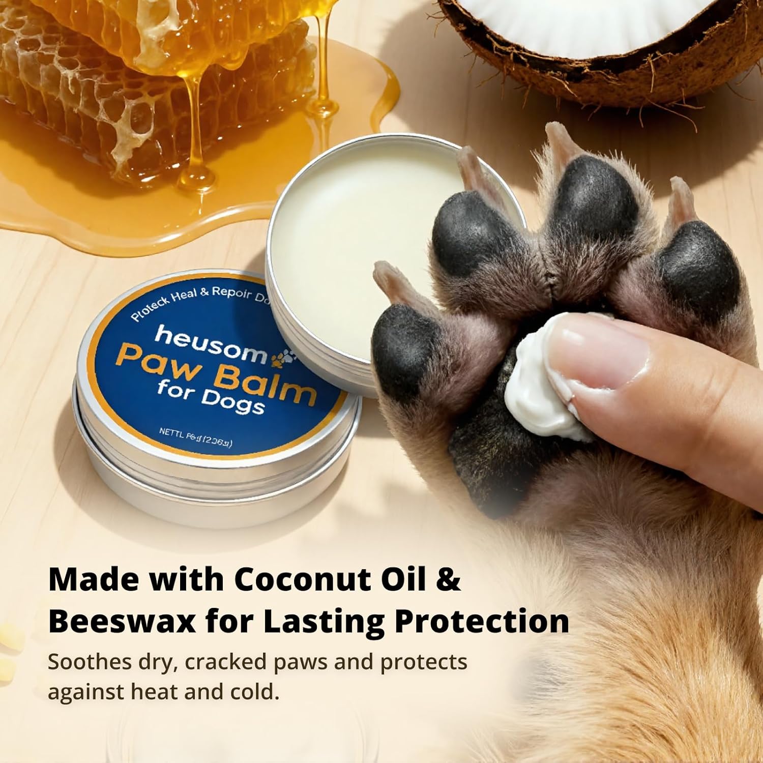 Silent Groom Pro Organic Pet Paw & Nose Balm | Natural Moisturizer for Dogs & Cats - Paws, Pads, Nose & Elbow | Lick Safe Cream with Coconut Oil & Beeswax | Anti-Dry Skin Relief & Protector - Image 3