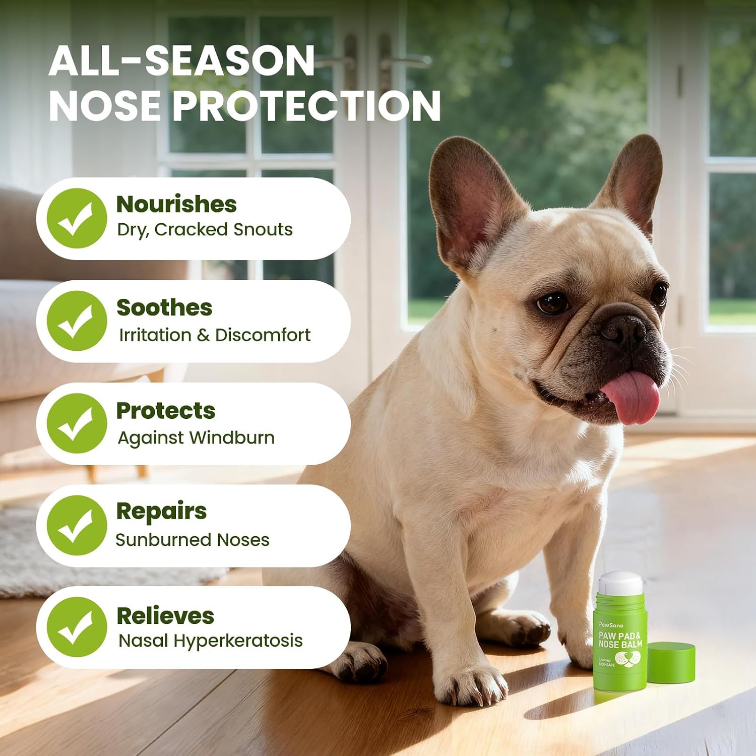 PawSono Lick-Safe Dog Paw & Nose Balm with Coconut Oil | All-Natural Moisturizer & Soother for Dry, Cracked Pads & Snout | Heat & Cold Pavement Protection Wax | Horse Hoof, Joint Care (1.3 oz - Image 8