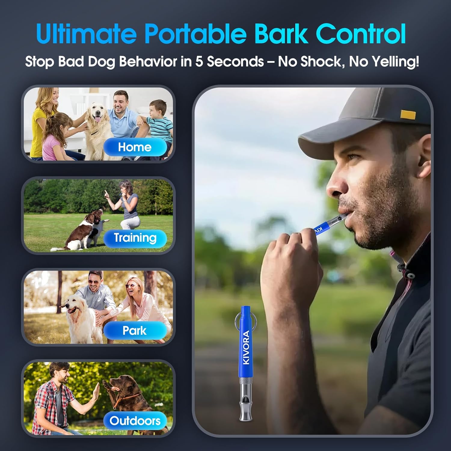 KIVORA 4 Pack Dog Whistle to Stop Barking Neighbors Dog,304 Stainless Steel Adjustable Ultrasonic Silent Dog Training Whistle for Recall & Bark Control,Professional Whistle Suitable for All Dogs - Image 5