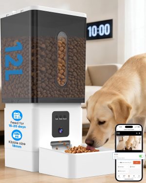 12L Large Dog Automatic Feeder with...