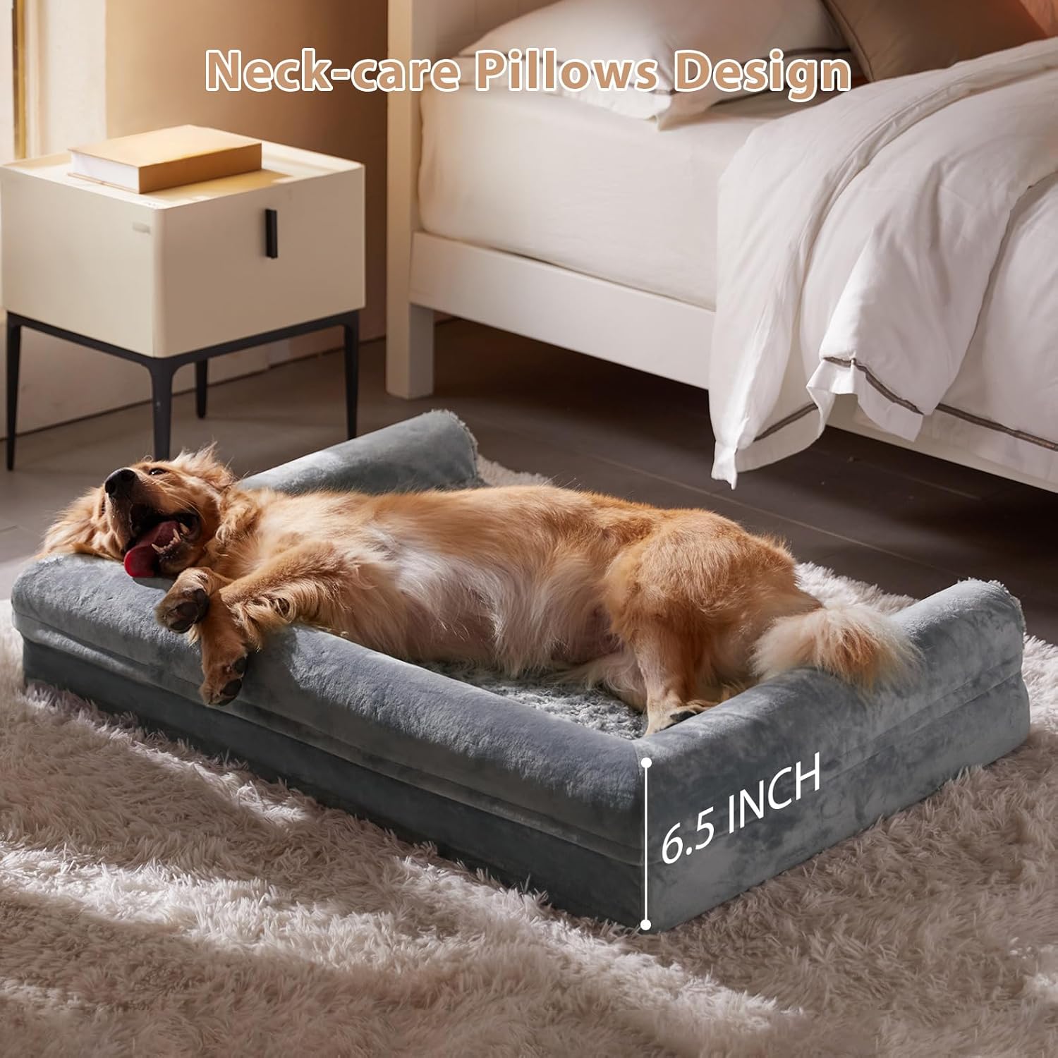 BFPETHOME Orthopedic Washable Dog Beds Large Sized Senior Dog for Comfy Sleeping with Removable Cover, Waterproof Big Soft Pet Couch Bed for Dogs Rerlax - Image 2