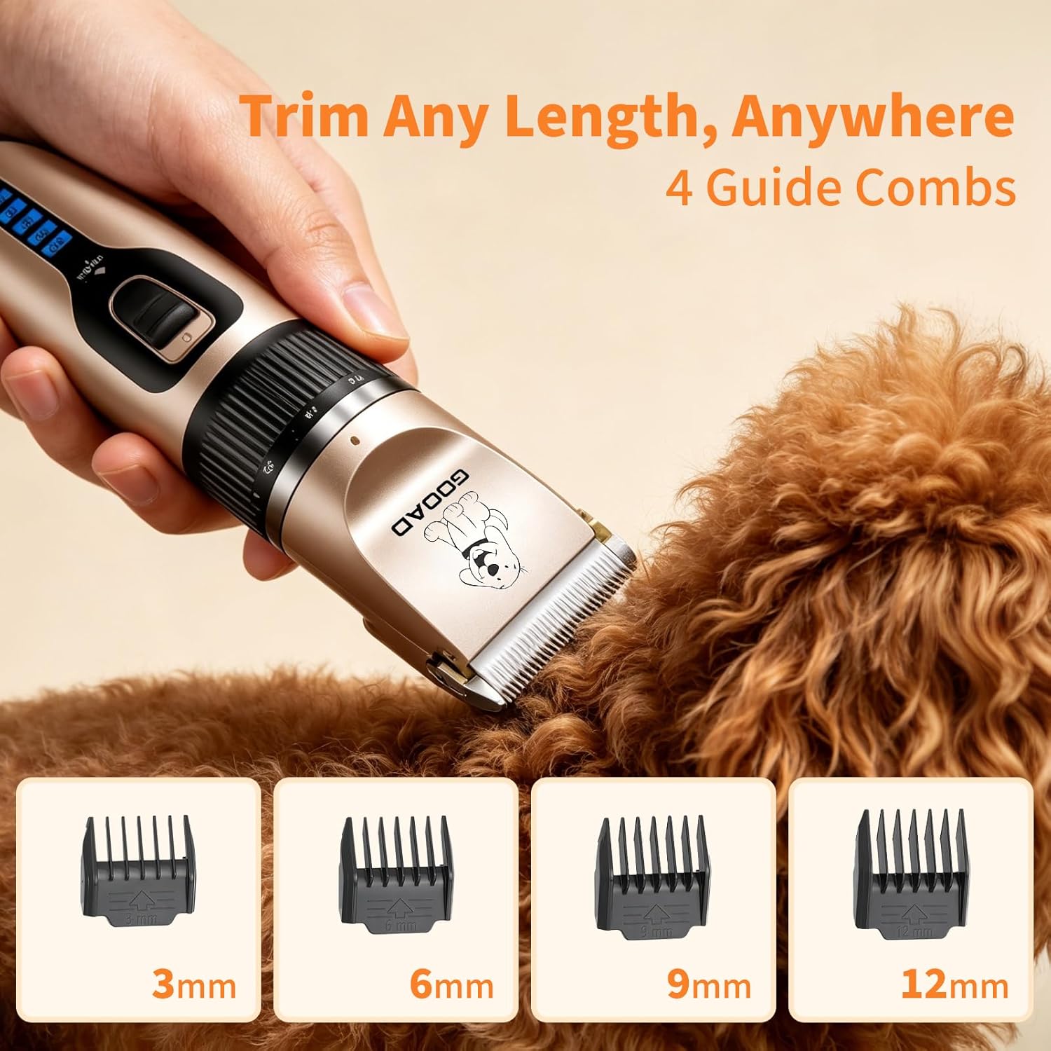 Dog Clippers for Grooming,Dog Grooming Kit for Heavy Thick Hair&Coats/Low Noise Rechargeable Cordless Hair Trimmer/Pet Shaver with Paw Trimmer for Small & Large Dogs Cats - Image 3
